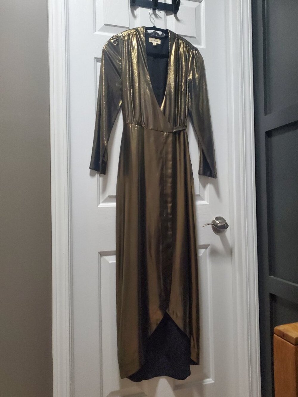 L'Agence Gold Wrap Dress | Small